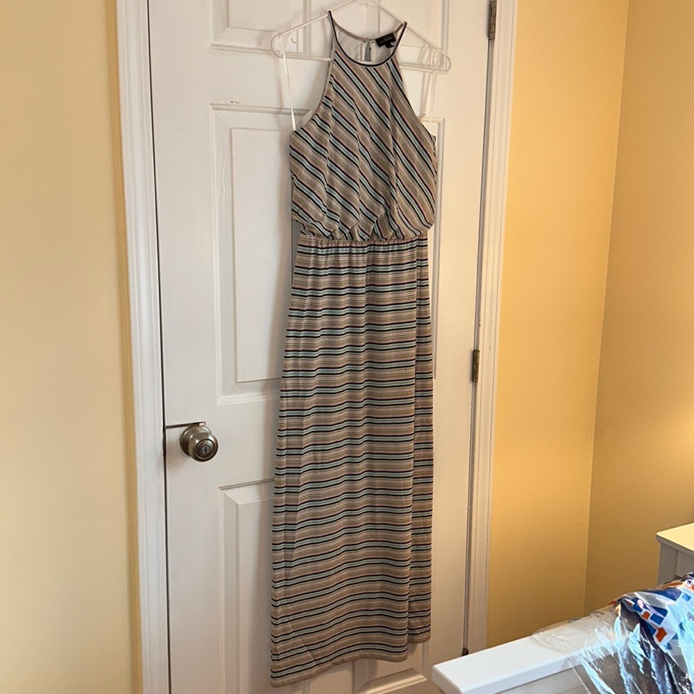 Stripped Halter Top Maxi Dress